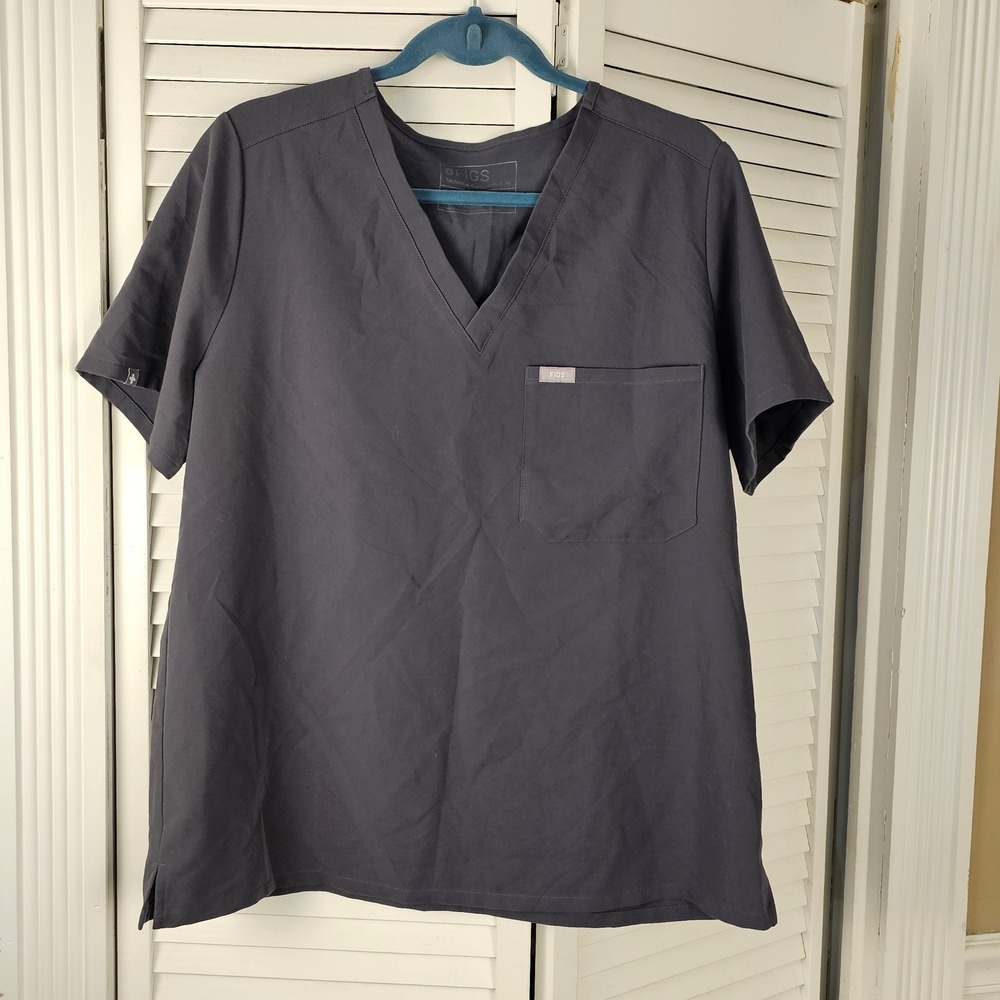Figs Womens Gray Catarina One‎ Pocket Scrub Top XL